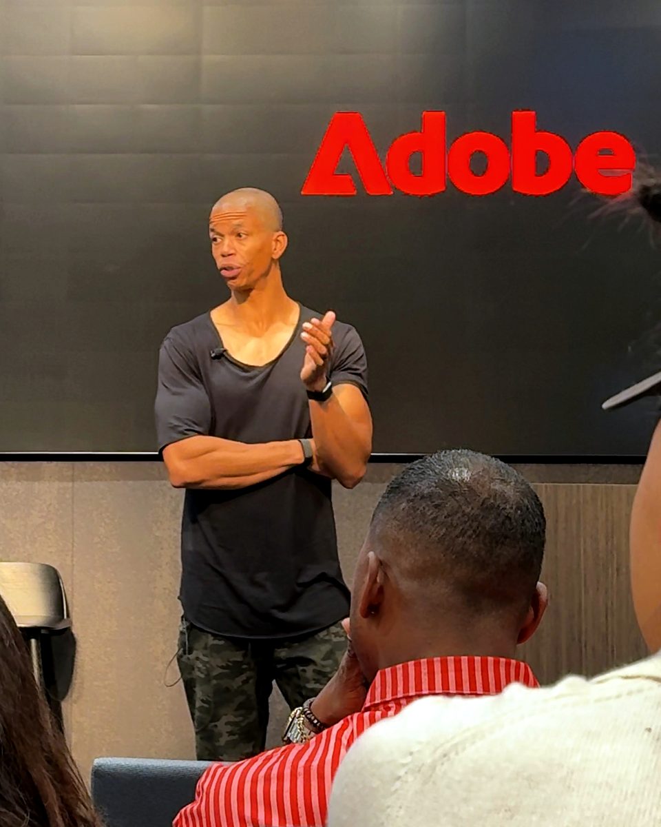 Terry Rice on stage at Adobe